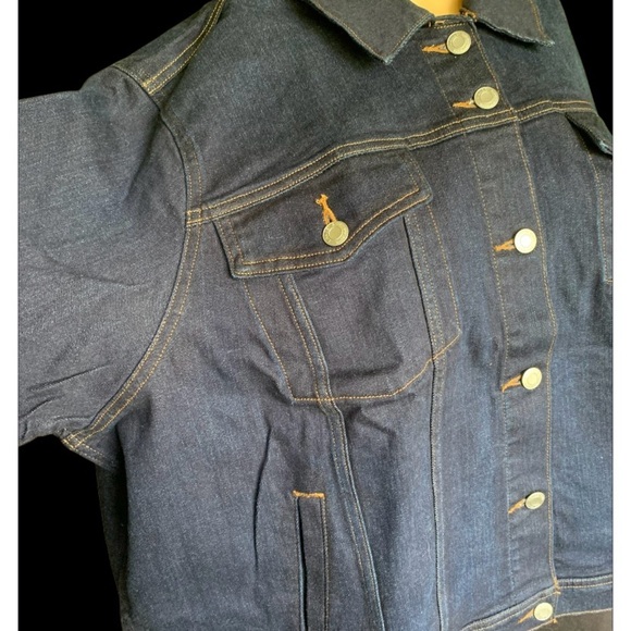 LANDSEND Classic Blue Denim Jean Jacket with Matte Silver Buttons - Picture 3 of 6